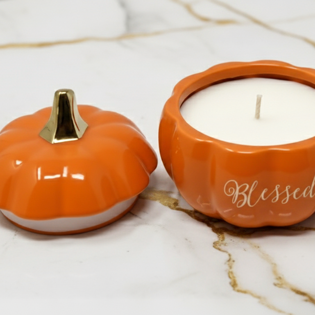 Our Gilded Pumpkin Vessels Luminate 365 Candles
