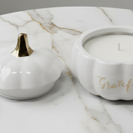 Our Gilded Pumpkin Vessels Luminate 365 Candles