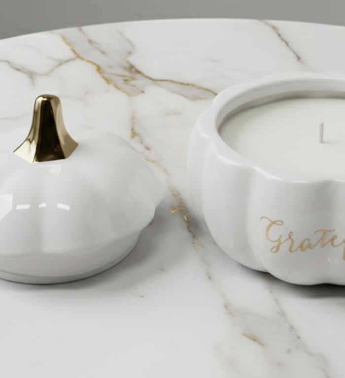 Our Gilded Pumpkin Vessels Luminate 365 Candles