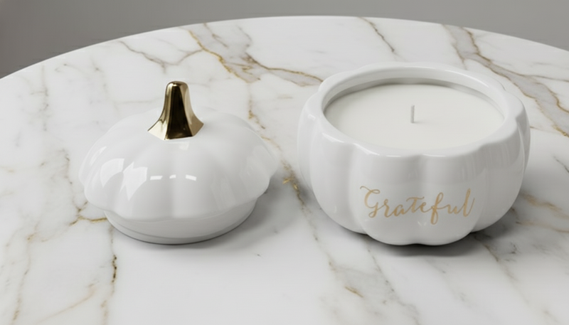Our Gilded Pumpkin Vessels Luminate 365 Candles