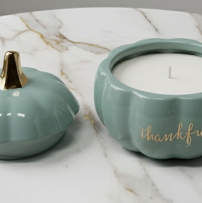 Our Gilded Pumpkin Vessels Luminate 365 Candles