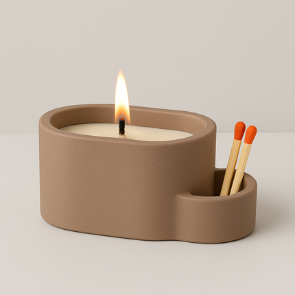 Luminarié Luxury Concrete Candle with Matches – Handmade Scented Candle for Home & Office
