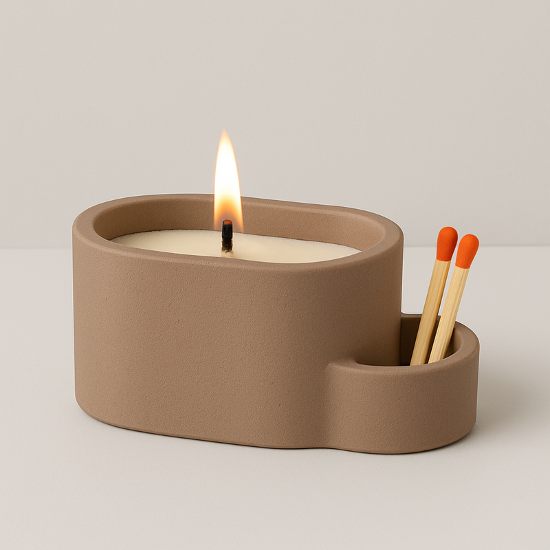 Luminarié Luxury Concrete Candle with Matches – Handmade Scented Candle for Home & Office