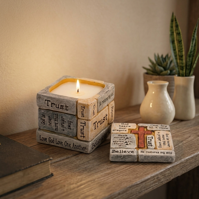 Scripture Stone Candle Luminate 365 Candles