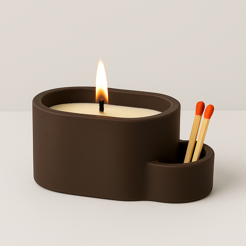 Luminarié Luxury Concrete Candle with Matches – Handmade Scented Candle for Home & Office