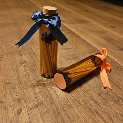 LumaJar Matches – 2” Safety Matches in Amber Glass Jar with Blue or Orange Tips – Decorative Match Holder for Candles & Gifts Luminate 365 Candles