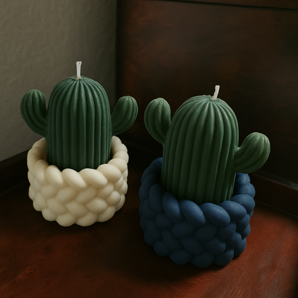 cactus candle – Cute Cactus-Shaped Decorative Candle in Concrete Bubble Base - Luminate 365 Candles
