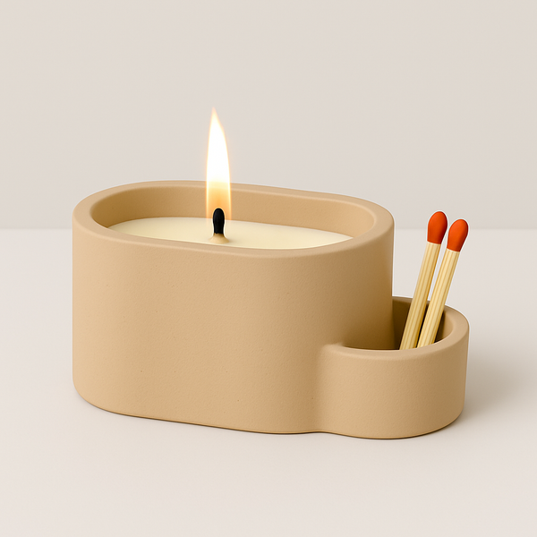 Luminarié Luxury Concrete Candle with Matches – Handmade Scented Candle for Home & Office