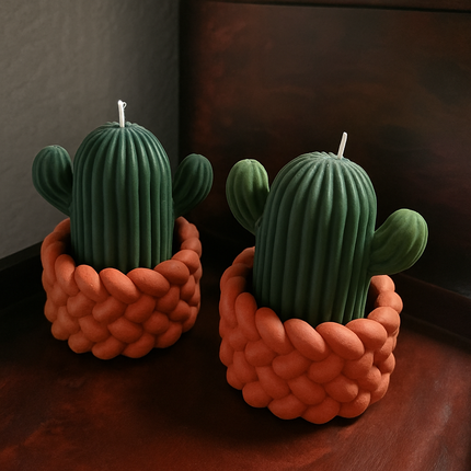 cactus candle – Cute Cactus-Shaped Decorative Candle in Concrete Bubble Base - Luminate 365 Candles